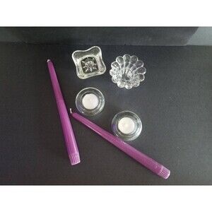 Set of glass/crystal candleholders, Vintage Candlesticks